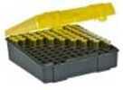 Plano Ammunition Box Ammo Case Holds 100 Rounds Flip Top .44-.45LC Charcoal/Yellow